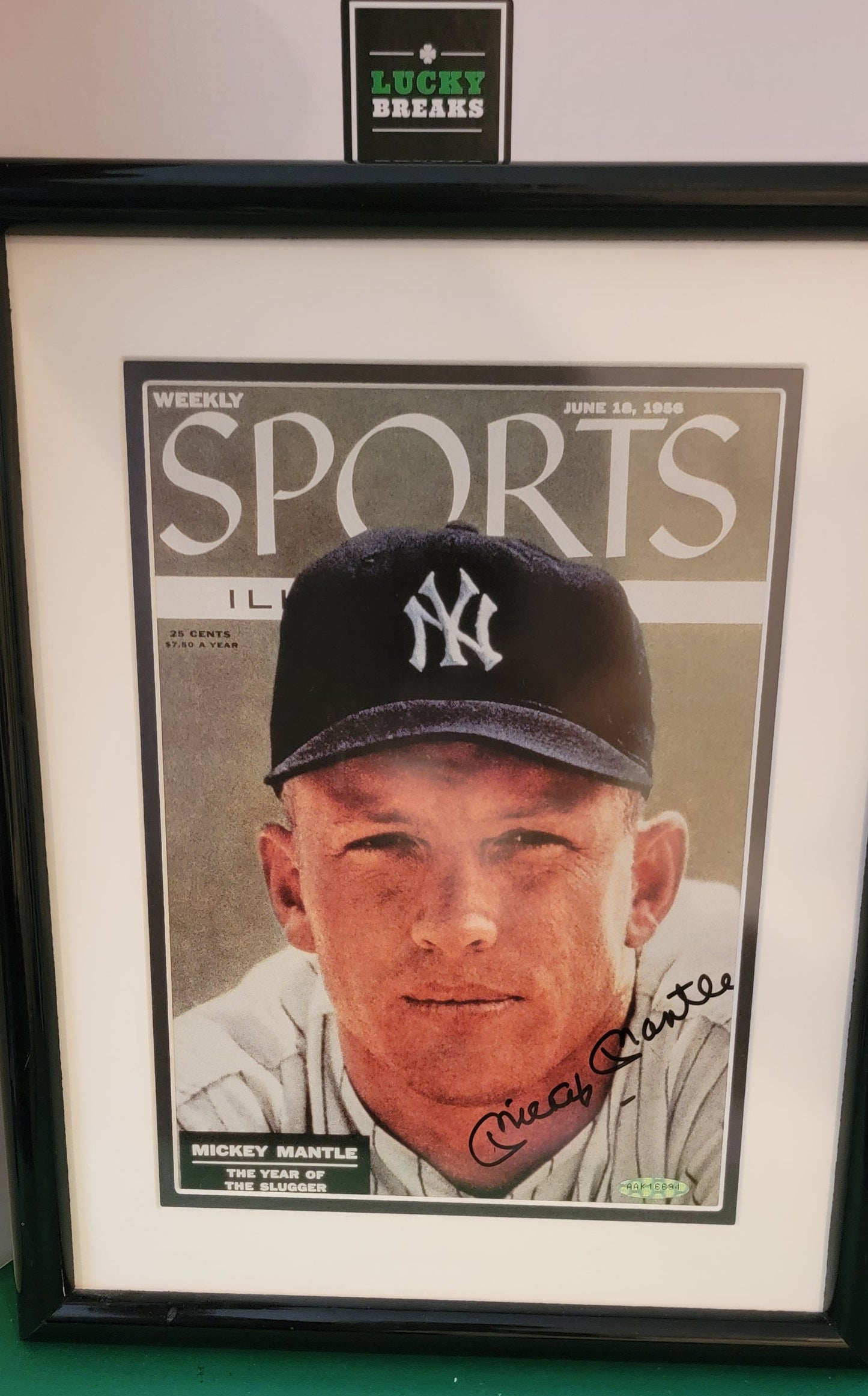 Sports Illustrated from June 18, 1956 is a rare and valuable piece of baseball history. The magazine features a photo of Mantle on the cover, and it is signed by Mantle in black felt tip pen. This is a must-have for any baseball fan or collector.