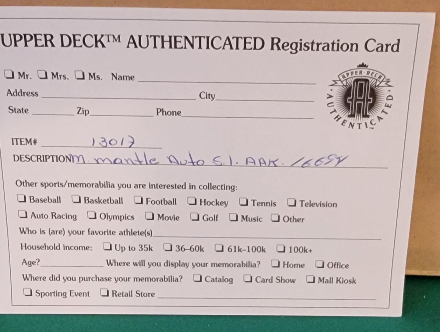 Mickey Mantle Autographed Sports Illustrated Cover